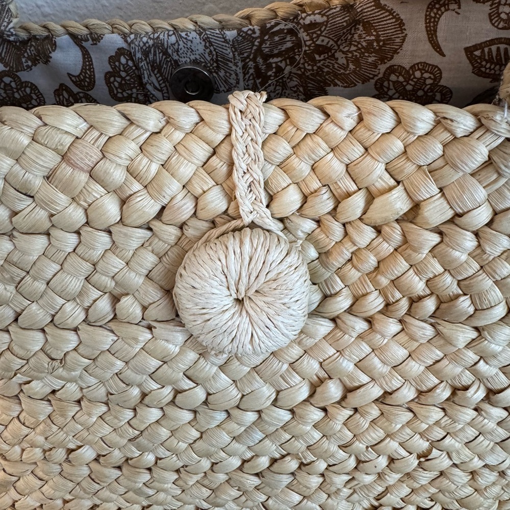 NWT Sun N' Sand Natural Straw Tote Bag with Beaded Handles - Picture 6 of 13